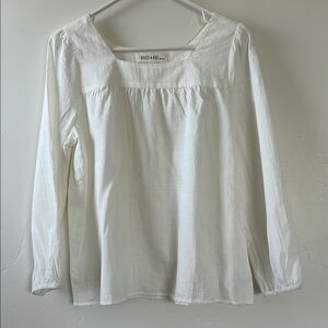 Cream Smocked Long Sleeve Blouse